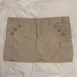 Stylish Tan Mini Skirt with Embellishments